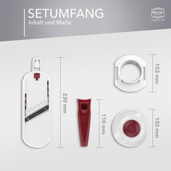 Preview: Profi Gemüse-Hobel, weiss-rot: Julienne Gemüseschneider für perfekte Gemüsestreifen & Rohkost-Rezepte