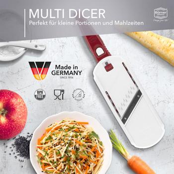 Preview: Affettaverdure professionale, bianco-rosso: affettaverdure a Julienne per strisce di verdure perfette e ricette di cibi crudi