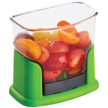 Preview: Multi-hachoir - Coupe-légumes efficace pour tomates cocktail, fraises, raisins - Lame acier inoxydable - Couleur verte - Salades & snacks vite préparés