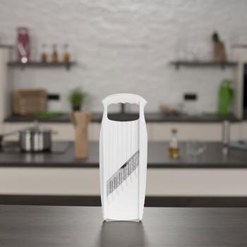 Preview: Wellen-Waffel XXL PowerLine pour pommes de terre, coupe-frites ondulées et coupe gaufrette pour ondulations épaisses et pommes de terre gaufrette, lame en acier inoxydable, blanc