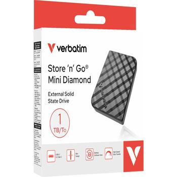 Preview: SSD hard drive 1TB, USB 3.2, Type-C, Mini Diamond, black: An ultra-fast storage for PC, Mac & smartphone