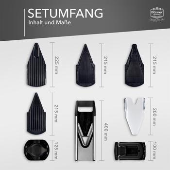 Preview: Premium Edelstahl Gemüsereibe V6 Profi Set, 5 Schnittarten, silber-schwarz: Küchenhobel für Gemüse & Obst