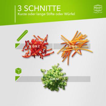 Preview: Coupe-légumes Professionnel Julienne Vert-Gris - Découpe Cubes & Lamelles pour Salades & Crudités - Sans BPA - Qualité Made in Germany