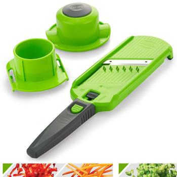 Preview: Coupe-légumes Professionnel Julienne Vert-Gris - Découpe Cubes & Lamelles pour Salades & Crudités - Sans BPA - Qualité Made in Germany