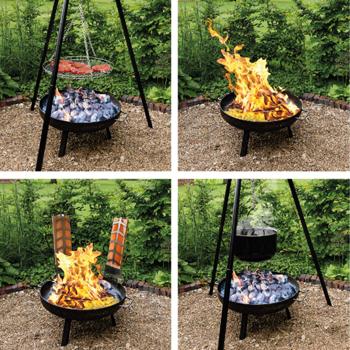 Preview: barbecue multifunzionale 4 in 1 con ciotola per il fuoco, griglia girevole, griglia a fiamma e bollitore per il fuoco: un barbecue girevole versatile con la sensazione del fuoco da campo Preview: barbecue multifunzionale 4 in 1 con ciotola per il fuoco, griglia girevole, griglia a fiamma e bollitore per il fuoco: un barbecue girevole versatile con la sensazione del fuoco da campo