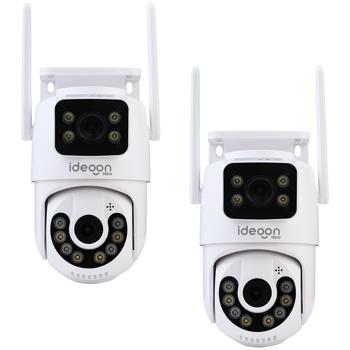 Set of 2 Reliable Dual-Lens IP Outdoor Surveillance Cameras, 355° Pan & Tilt - Powerful with Night Vision, Two-Way Talk & Recording