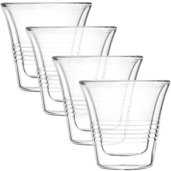 Preview: 4er-Set edle Doppelwandgläser mit Riffelung – 70 ml – Thermo-Funktion für besten Genuss von Kaffee & Tee