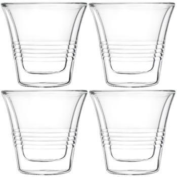 set di 4 eleganti bicchieri a doppia parete con scanalatura - 70 ml - Funzione Thermo per gustare al meglio caffè e tè