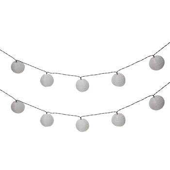 Preview: set di 2 luci fiabesche a LED, solari, bianco caldo, con 20 lanterne bianche, L 3,8 m Preview: set di 2 luci fiabesche a LED, solari, bianco caldo, con 20 lanterne bianche, L 3,8 m