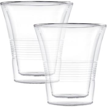 set di 2 eleganti bicchieri a doppia parete con scanalatura - 330 ml - Funzione Thermo per gustare al meglio caffè e tè