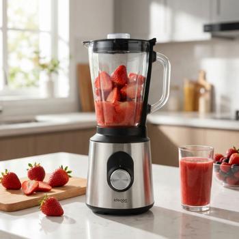 Preview: Stainless steel power blender with 1.5 L glass jug, kitchen blender, 1,000 W for shakes, smoothies, sauces or chopping fruit and vegetables