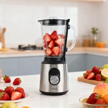 Preview: Stainless steel power blender with 1.5 L glass jug, kitchen blender, 1,000 W for shakes, smoothies, sauces or chopping fruit and vegetables
