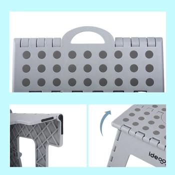 Preview: Stabiler Klappbarer Tritthocker bis 150 kg belastbar – Faltbarer Tritthocker flach & platzsparend für Küche, Bad, Wohnmobil, u.v.m.