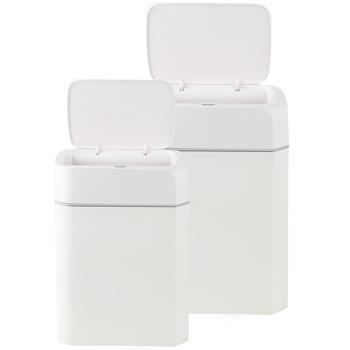 Preview: Lot de poubelles à capteur, 12 L et 16 L – ouverture automatique par capteur de mouvement – hygiéniques et sans contact – pour maison, cuisine et bureau – blanc