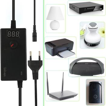 Preview: Universal Netzteil 36W, 5-24V - AC/DC Schaltnetzteil mit 7 Adaptern für Router, LED-Strips, Monitore, Kameras & mehr - Flexibles Ersatznetzteil, 3A