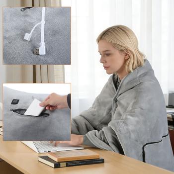 Preview: Heizdecke 135x180 cm aus Polarfleece mit Druckknöpfen, elektrische Wärmedecke mit 3 Stufen, auch als Heizkissen nutzbar, kuschelweiche Kuscheldecke