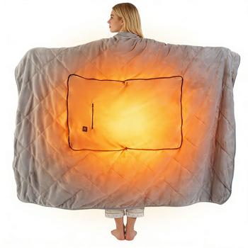 Preview: Heizdecke 135x180 cm aus Polarfleece mit Druckknöpfen, elektrische Wärmedecke mit 3 Stufen, auch als Heizkissen nutzbar, kuschelweiche Kuscheldecke