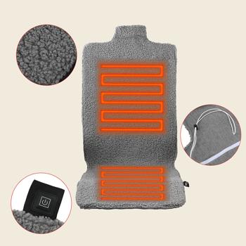 Preview: Heated seat cushion with back section, battery: Mobile heating mat for home, car & office, 3 heat levels, ergonomic seat pad, 45 x 135 cm