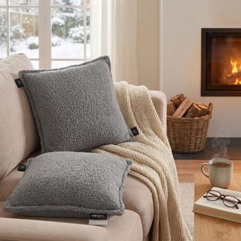 2er-Set Luxus Heizkissen 45x45 kabellos – Samt-Wärmekissen mit 5000mAh Akku, 3 Stufen, USB & weiche Füllung - Sanfte Wohlfühlwärme für Ihr Zuhause