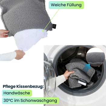 Preview: 2er-Set Luxus Heizkissen 45x45 kabellos – Samt-Wärmekissen mit 5000mAh Akku, 3 Stufen, USB & weiche Füllung - Sanfte Wohlfühlwärme für Ihr Zuhause