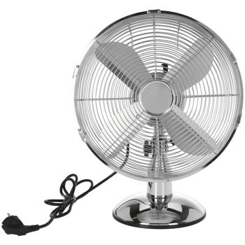 Elegante ventilatore da tavolo, finitura in metallo, argento, Ø30cm: Ventilatore da tavolo compatto, silenzioso e potente - Per un piacevole raffreddamento e rinfresco