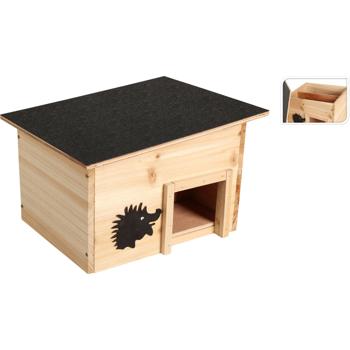 Preview: Casetta per ricci resistente alle intemperie in legno FSC, kit: 32x26x20,5 cm, per l‘estate e l‘inverno - riparo sicuro per i ricci, montaggio rapido