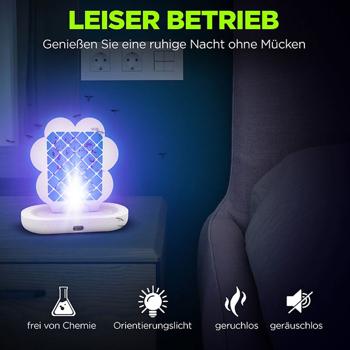 Preview: Insektenfalle mit UV-Licht und Klebefolie: Ein geruchloser Insektenvernichter für Wohnraum, Schlafzimmer & Camping
