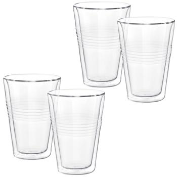 set di 4 bicchieri termici con scanalatura, a doppia parete - 300 ml - Bicchieri a doppia parete per gustare al meglio caffè e tè con effetto galleggiante