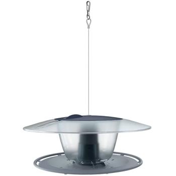 Preview: Moderna casetta per uccelli da appendere - resistente e facile da pulire, elegante, stazione di alimentazione in grigio pietra per una vivace fauna selvatica in giardino