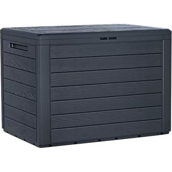 Robust garden box in wood look, anthracite - perfect storage solution for cushions, toys & garden tools