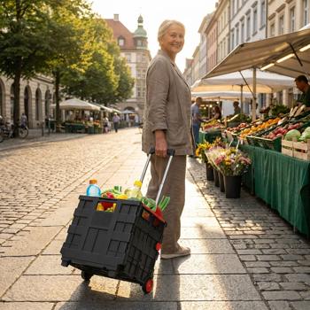 Foldable shopping trolley: The mobile shopping aid with telescopic handle - Space-saving, back-friendly & effortless around town
