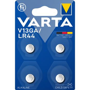 set di 4 batterie alcaline a bottone LR44/AG13 premium per telecomando, calcolatrice, orologio, termometro