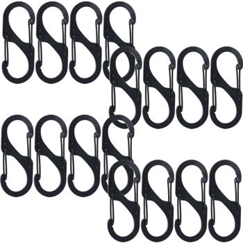 Carabiner S-hook set of 16, 5 x 2.2 cm: Robust multi-purpose hooks for a secure hold - The clever solution for keeping your home, garage & outdoor areas tidy