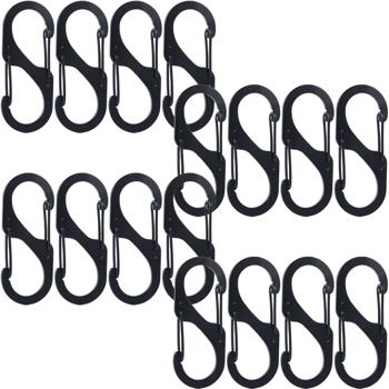 Carabiner S-hook set of 16, 4 x 1.7 cm: Robust multi-purpose hooks for a secure hold - The clever solution for keeping your home, garage & outdoor areas tidy