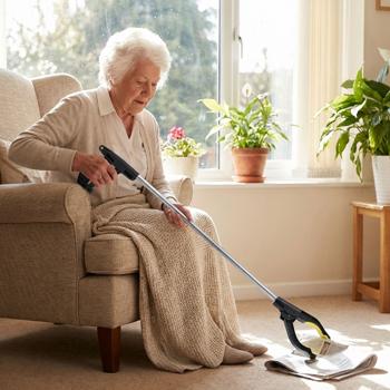 Preview: Praktischer Greifarm 76 cm – Ergonomische Greifzange mit Magnetspitze und 360° drehbarem Kopf – Für Senioren, fürs Bücken, Aufheben, den Garten & mehr