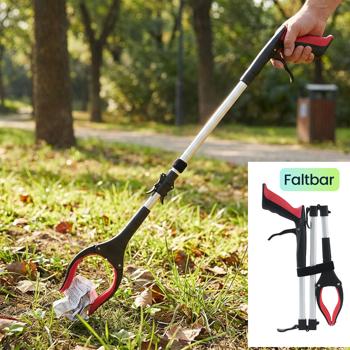 Preview: Faltbare Greifzange 92cm aus leichtem Aluminium mit starker Magnetspitze & Antirutsch-Griff – Für Senioren, fürs Bücken, Aufheben, den Garten & mehr