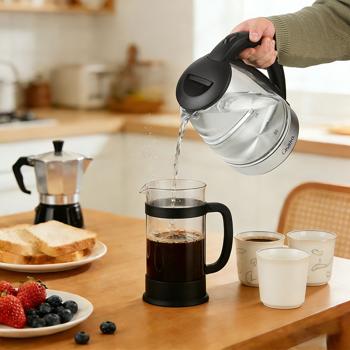 Preview: Elegant 1.8 L glass kettle with blue LED light, stainless steel, 2200 W – tea kettle with automatic shut-off & boil-dry protection