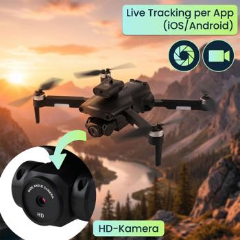Preview: Faltbarer RC-WLAN-Quadrocopter mit HD-Kamera, Hinderniserkennung & Zusatz-Akku - Brushless Drohne C0 für Anfänger, 80m Reichweite, App