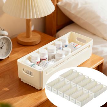 12-piece extendable kitchen cabinet organizer set (28–48 cm) – adjustable shelf insert for order in cabinet & fridge – foldable, white