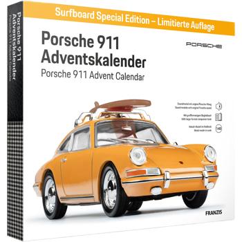 Hochwertiger Porsche 911 Bausatz 1:43 im coolen Adventskalender – Einzigartige Surfbrett Edition - Weihnachtsgeschenk für Autoliebhaber & Bastler