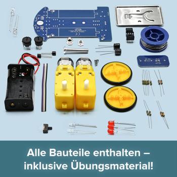 Preview: Roboter-Lötwerkstatt Komplettset: Spannender Lernbausatz für Anfänger - Lötkolben, Lötzinn & Fährtenleser-Roboter – ab 14 Jahre