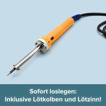 Preview: Roboter-Lötwerkstatt Komplettset: Spannender Lernbausatz für Anfänger - Lötkolben, Lötzinn & Fährtenleser-Roboter – ab 14 Jahre