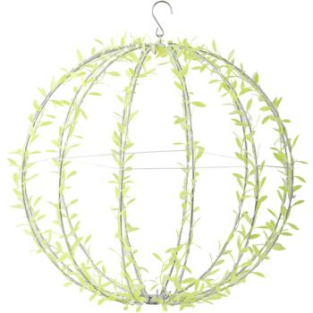 Preview: Set of 4 solar light globes in leaf design – Ø40 cm garden globe with 144 warm white LEDs – IP44 outdoor light incl. ground spike, S-hook and solar panel