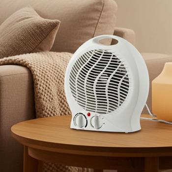 Preview: Radiateur soufflant mobile - 2 niveaux de chauffage & air froid - Thermostat réglable, protection surchauffe & anti-basculement, 1000/2000W