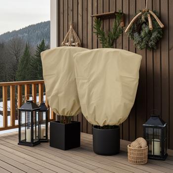 Set da 2 coperture per piante XXL, protezione invernale, 240 x 200 cm, cappucci protettivi per piante in vaso con cordino e cerniera, traspirante