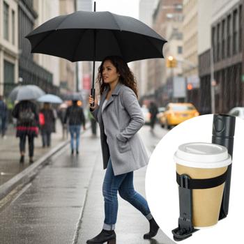 Cupbrella Automatik Regenschirm mit Getränkehalter: Bleiben Sie trocken & haben Sie die Hand frei – ein zuverlässiger Regenschutz
