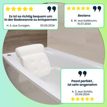Preview: Luxuriöses Badewannen-Kissen für pure Entspannung - Ergonomische 2-Kammer-Nackenstütze - Das Wohlfühlkissen für Ihr Bad