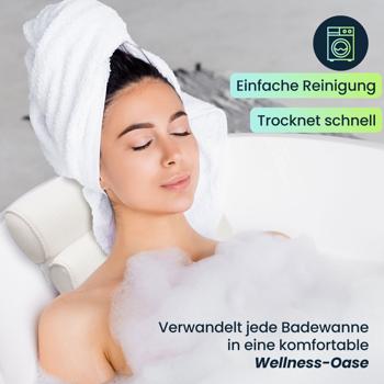 Preview: Luxuriöses Badewannen-Kissen für pure Entspannung - Ergonomische 2-Kammer-Nackenstütze - Das Wohlfühlkissen für Ihr Bad