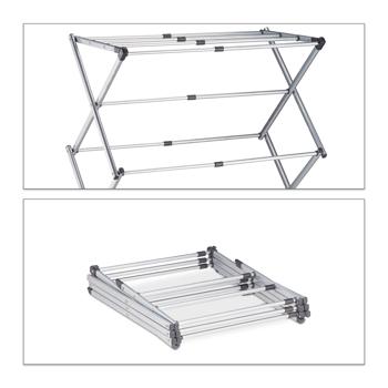 Preview: Séchoir à linge Pliable & Extensible Gris - Tour à linge flexible avec 11 barres - Gain de place optimal - Dimensions 106x74x38cm