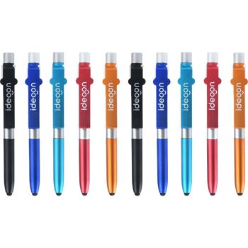 Preview: Penna a sfera 4-in-1 con lampada LED, pennino touch per tablet e funzione supporto per smartphone, set da 10 – set di penne multifunzione per ufficio, uso quotidiano e viaggio